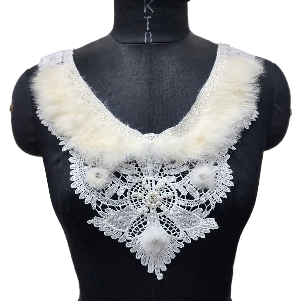 Fancy Fur work Cotton Neckline Patch Applique