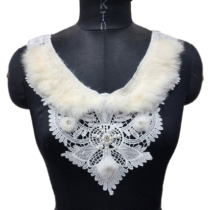 Fancy Fur work Cotton Neckline Patch Applique