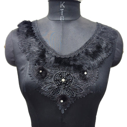 Fancy Fur work Cotton Neckline Patch Applique