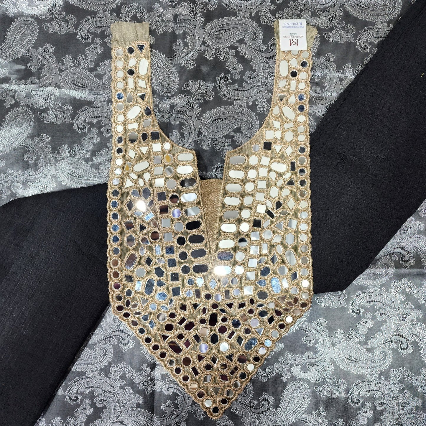Rose Gold Mirror work Neck Patch Applique