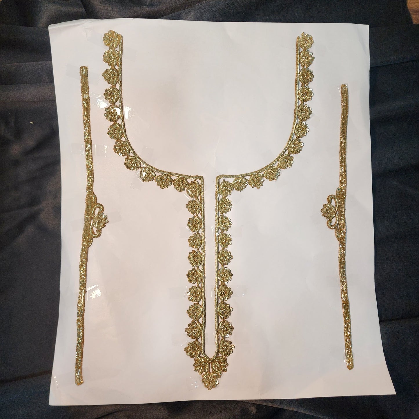 Sleek Light Gold Dabka work Neck Patch