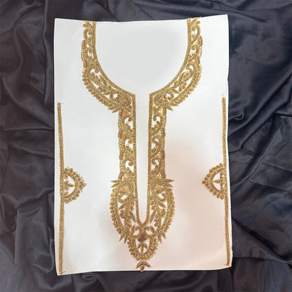 Antique Gold Long Handwork Neckline Patch with sleeves work