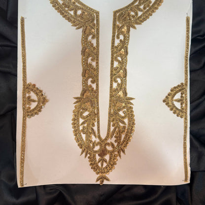 Antique Gold Long Handwork Neckline Patch with sleeves work