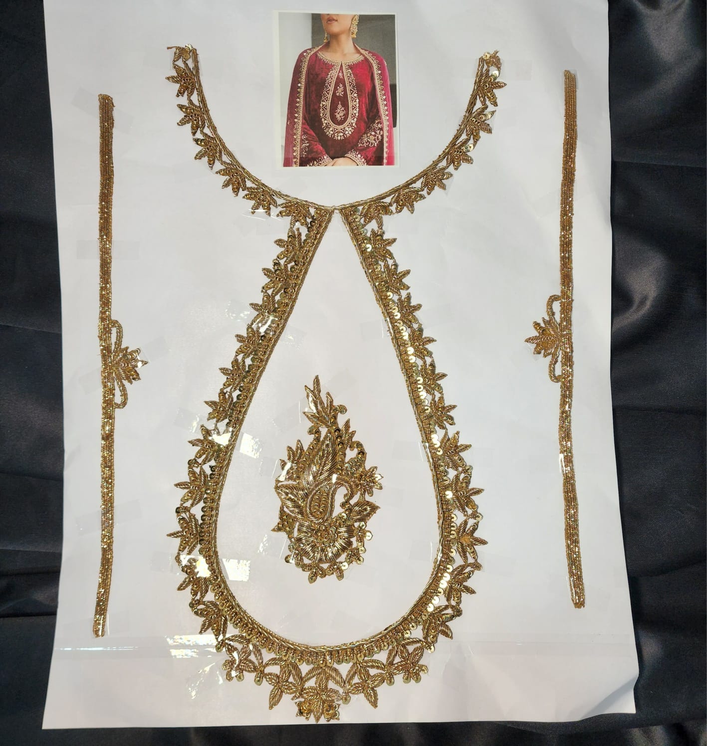 Designer Antique Dabka work Handwork Neckline Patch