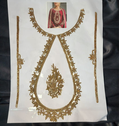 Designer Antique Dabka work Handwork Neckline Patch