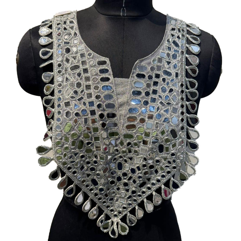 Elegant Mirror work Neckline Applique