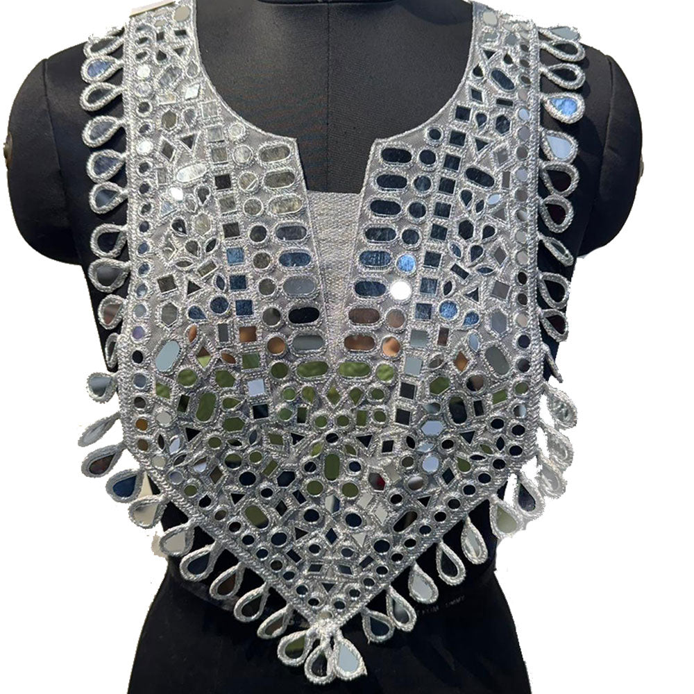 Elegant Mirror work Neckline Applique