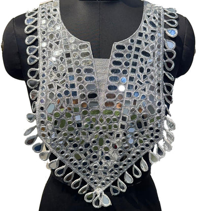 Elegant Mirror work Neckline Applique