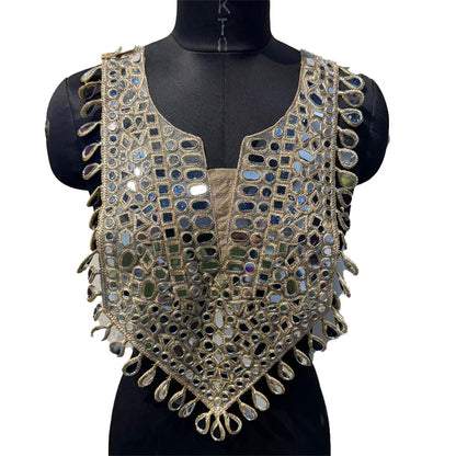 Elegant Mirror work Neckline Applique