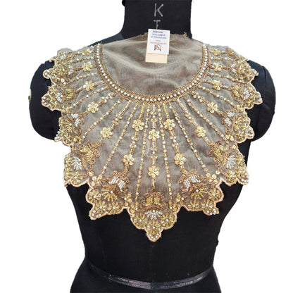 Designer Beads and Sequins work Net Base Neckline Patch