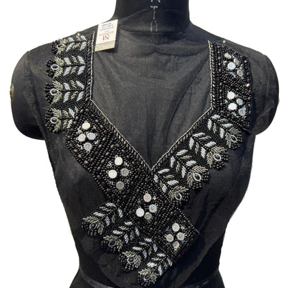 Gorgeous Beads work Neckline Applique on Net Base