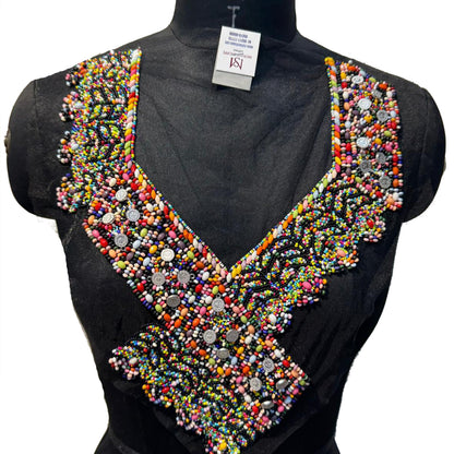 Gorgeous Beads work Neckline Applique on Net Base