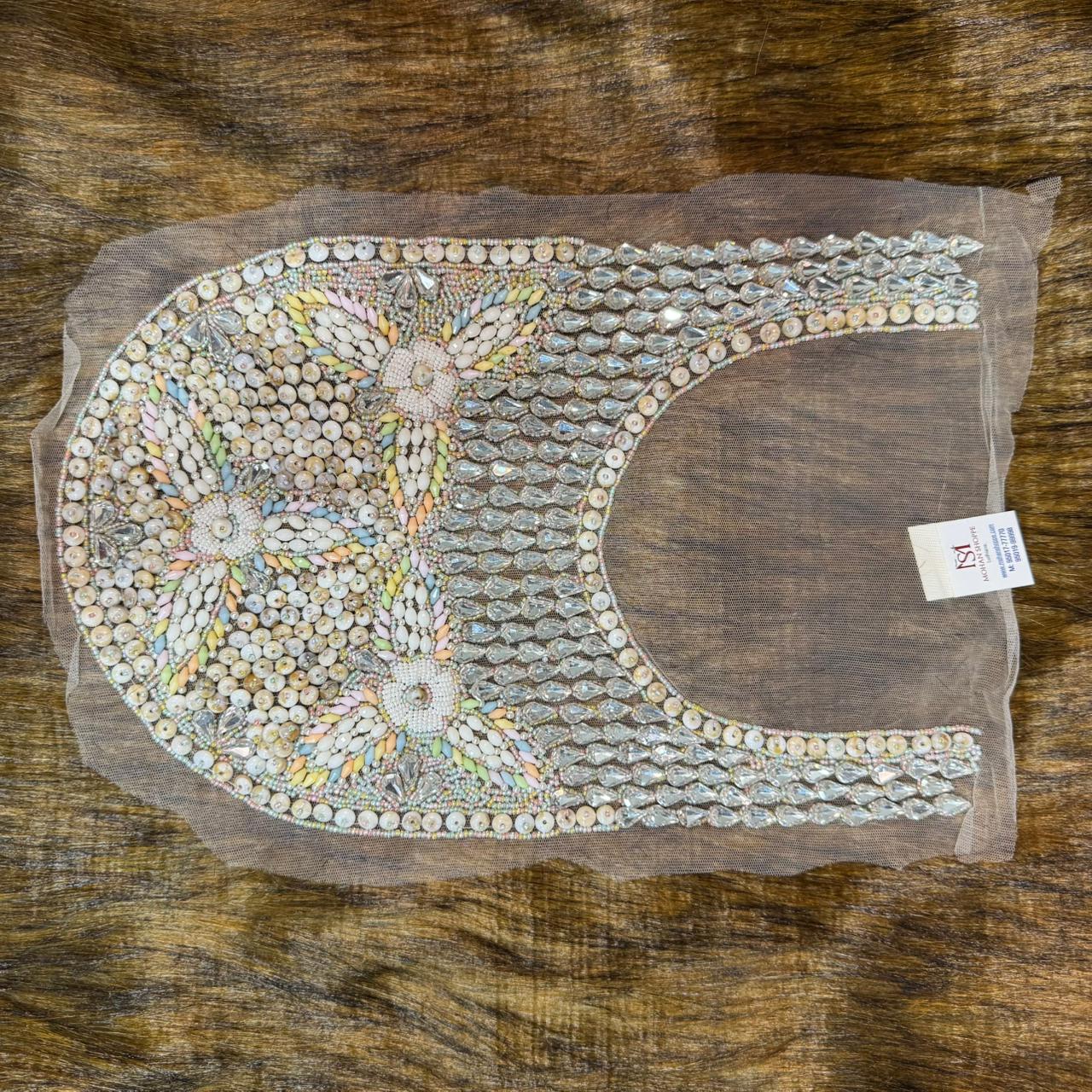 Stones and Beads work Neckline Motifs