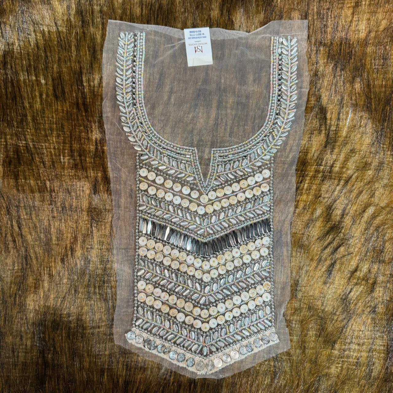 Designer Beads work Neck Patch Applique 1 Piece