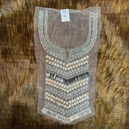 Designer Beads work Neck Patch Applique 1 Piece