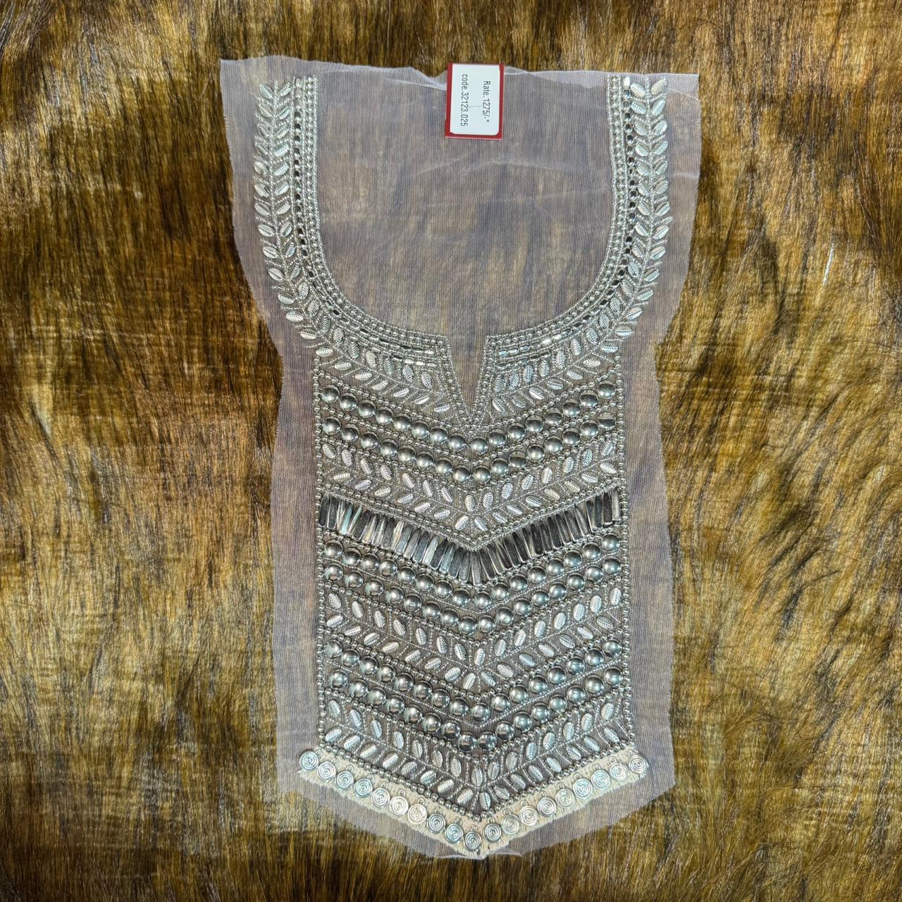Designer Beads work Neck Patch Applique 1 Piece
