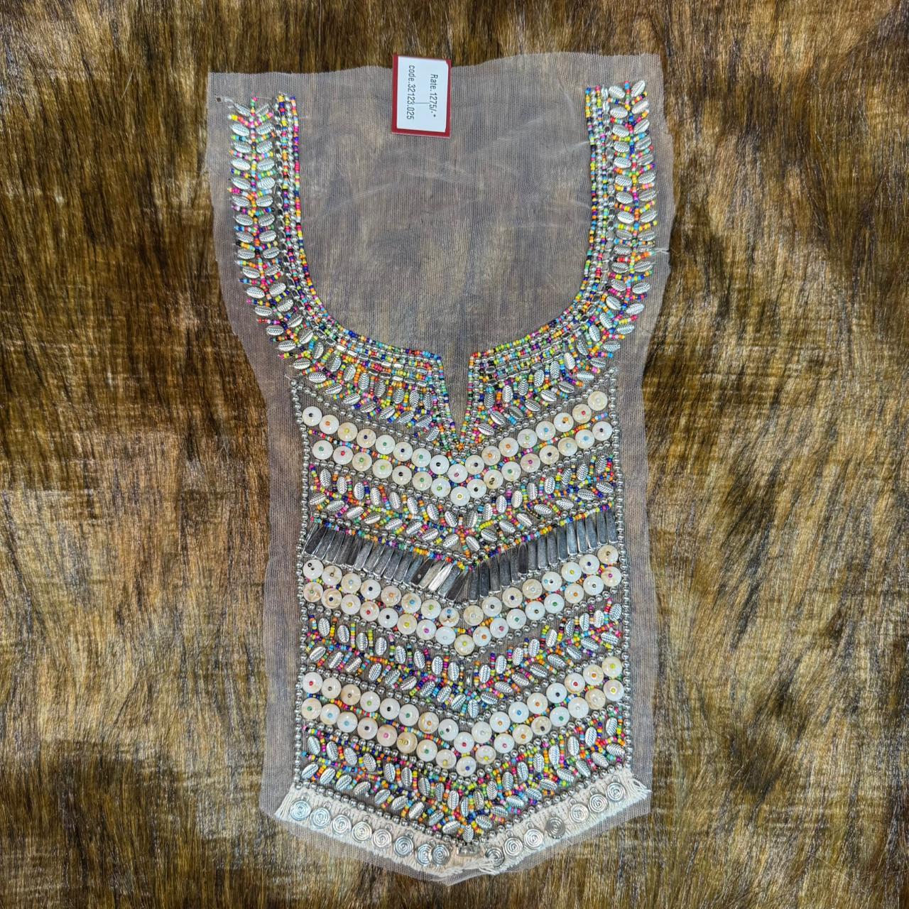 Designer Beads work Neck Patch Applique 1 Piece