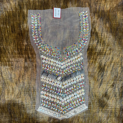 Designer Beads work Neck Patch Applique 1 Piece
