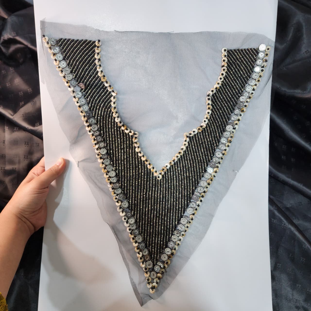 Gorgeous Beads work Neckline Motif Patch