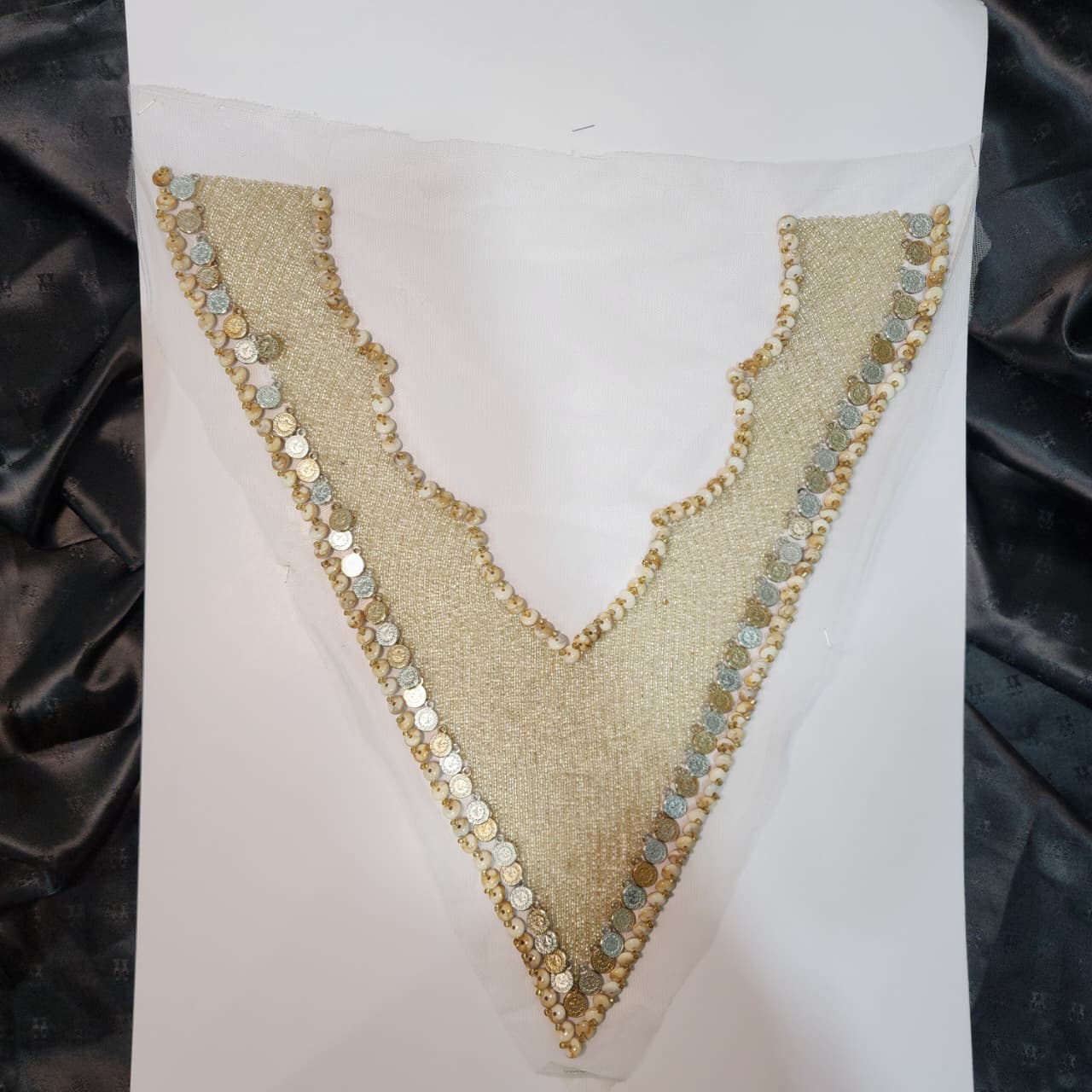 Gorgeous Beads work Neckline Motif Patch