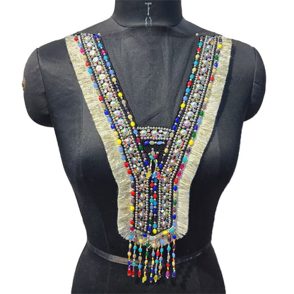 Multicolor Beads work Neck Applique