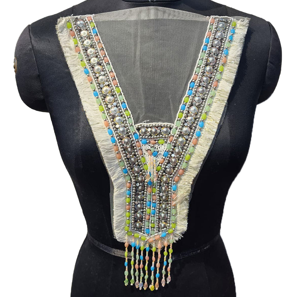 Multicolor Beads work Neck Applique