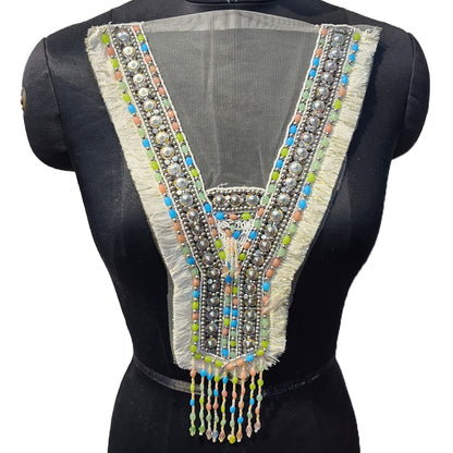 Multicolor Beads work Neck Applique