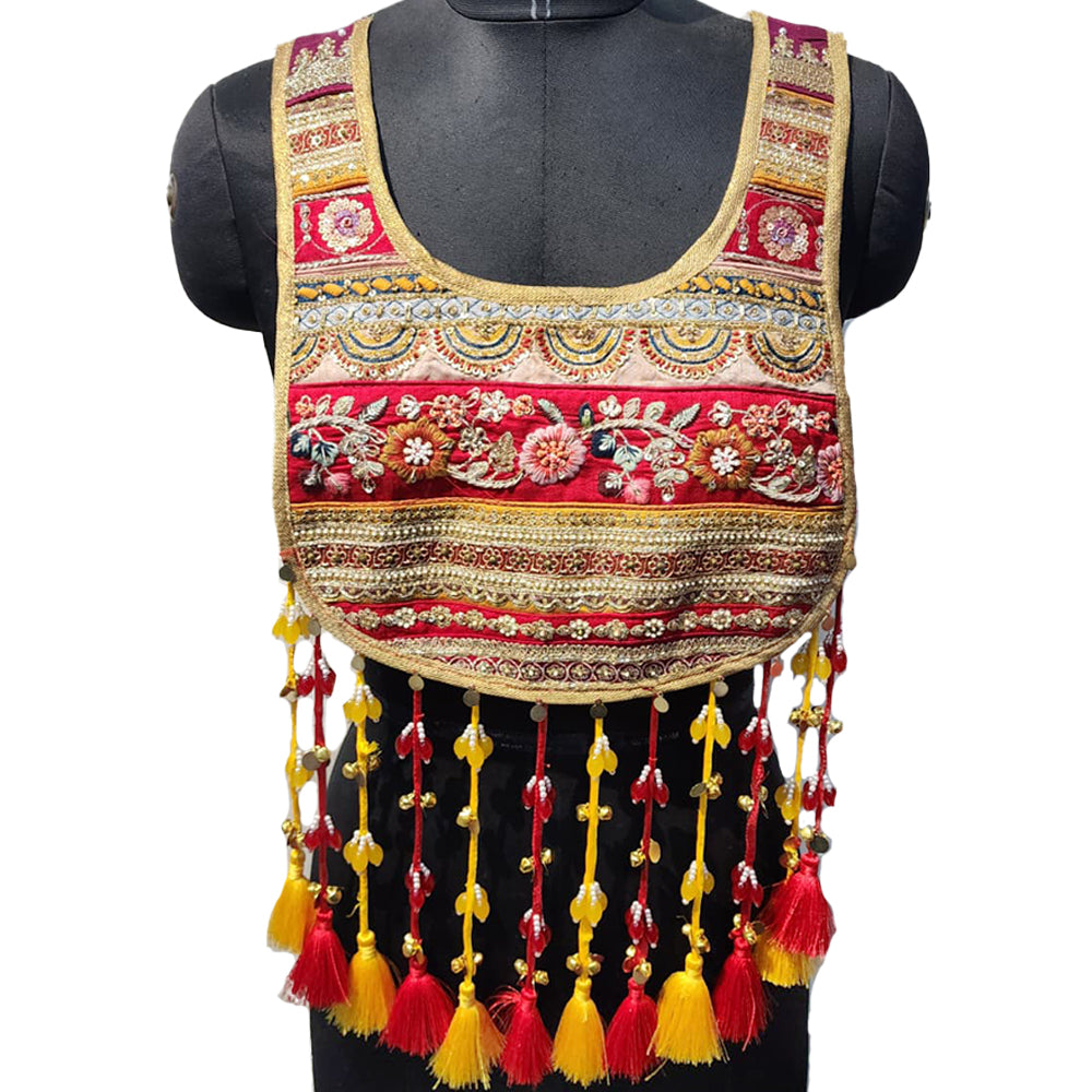 Trending Golden Base Latkan work Neckline Applique