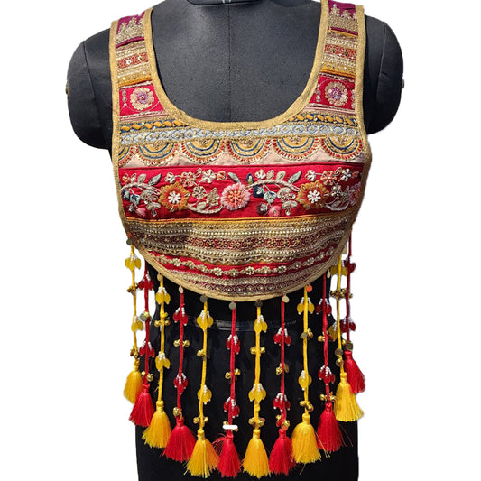 Trending Golden Base Latkan work Neckline Applique