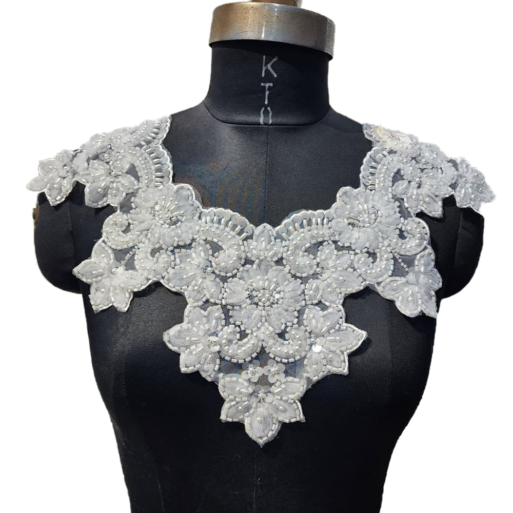 Designer Beads and Pearl work Neckline Applique