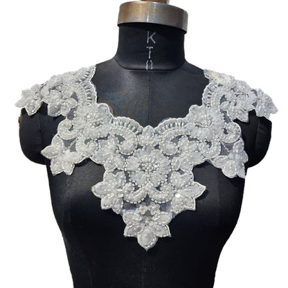 Designer Beads and Pearl work Neckline Applique