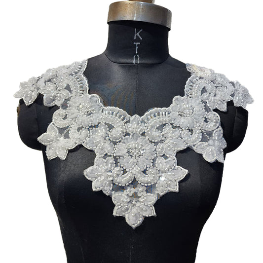 Designer Beads and Pearl work Neckline Applique