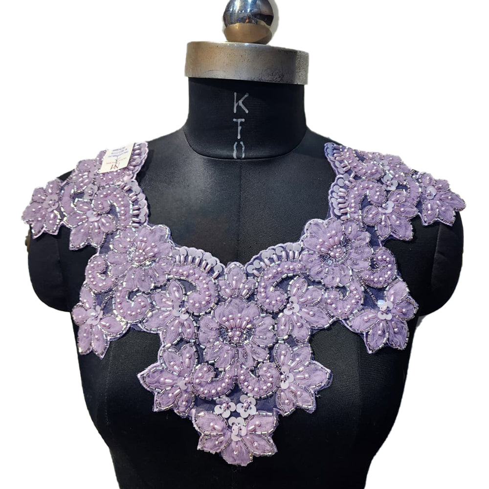 Designer Beads and Pearl work Neckline Applique