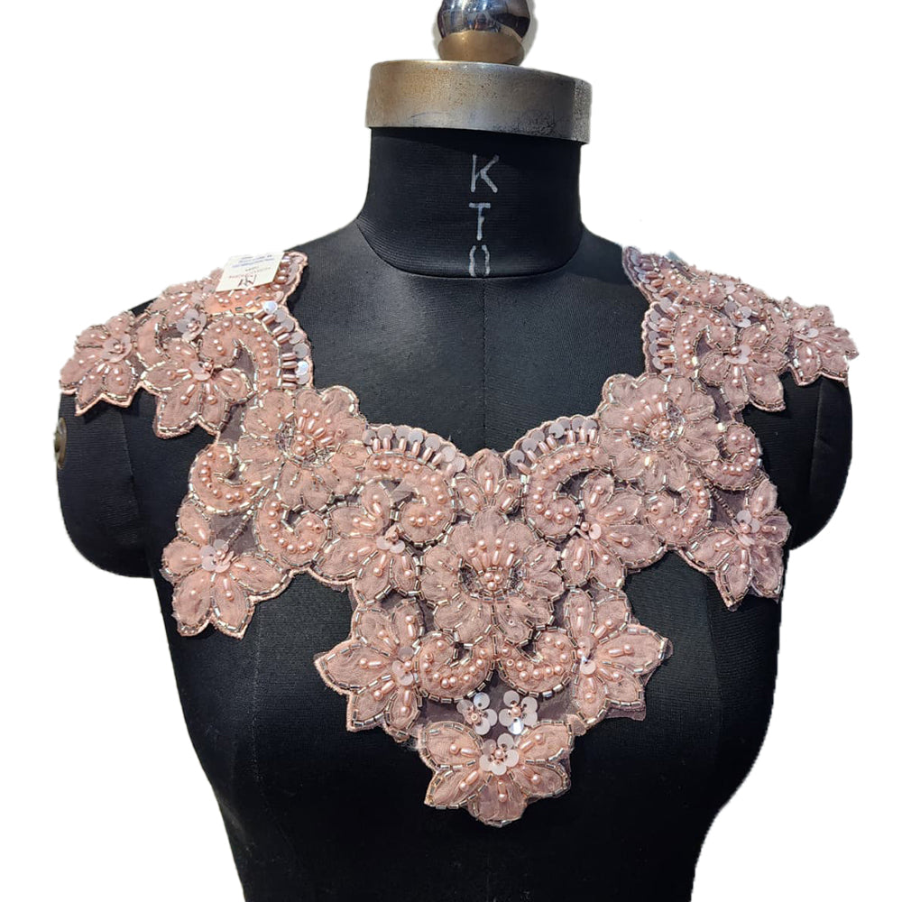 Designer Beads and Pearl work Neckline Applique