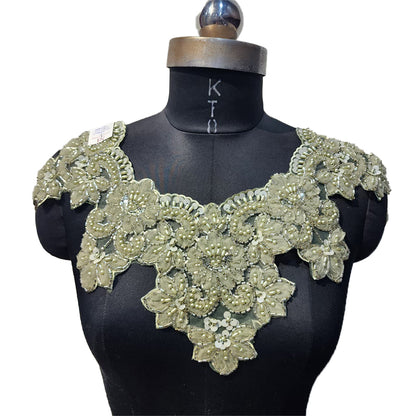 Designer Beads and Pearl work Neckline Applique
