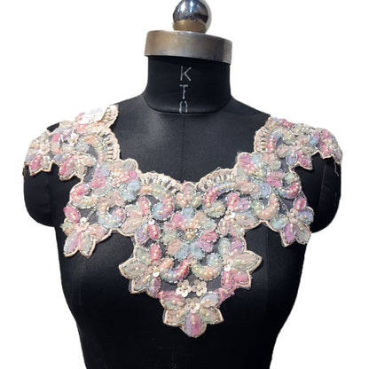 Designer Beads and Pearl work Neckline Applique