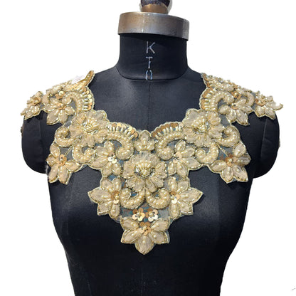 Designer Beads and Pearl work Neckline Applique