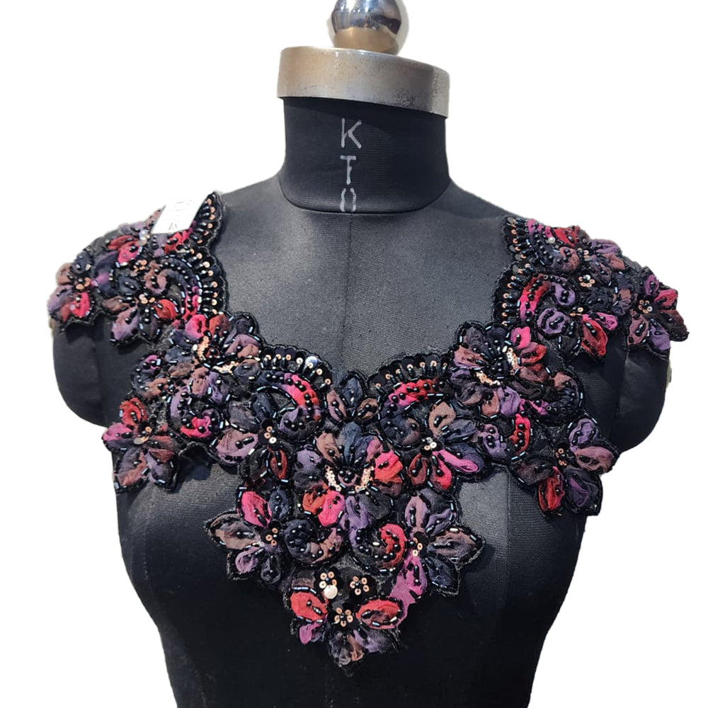 Designer Beads and Pearl work Neckline Applique