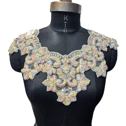 Designer Beads and Pearl work Neckline Applique