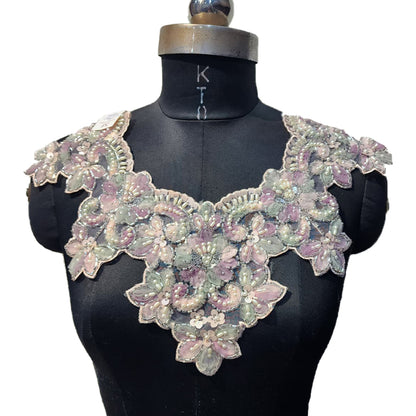 Designer Beads and Pearl work Neckline Applique
