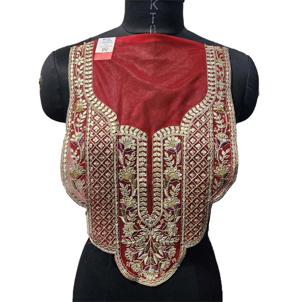 Sequins and Gota work Net Base Neckline Applique