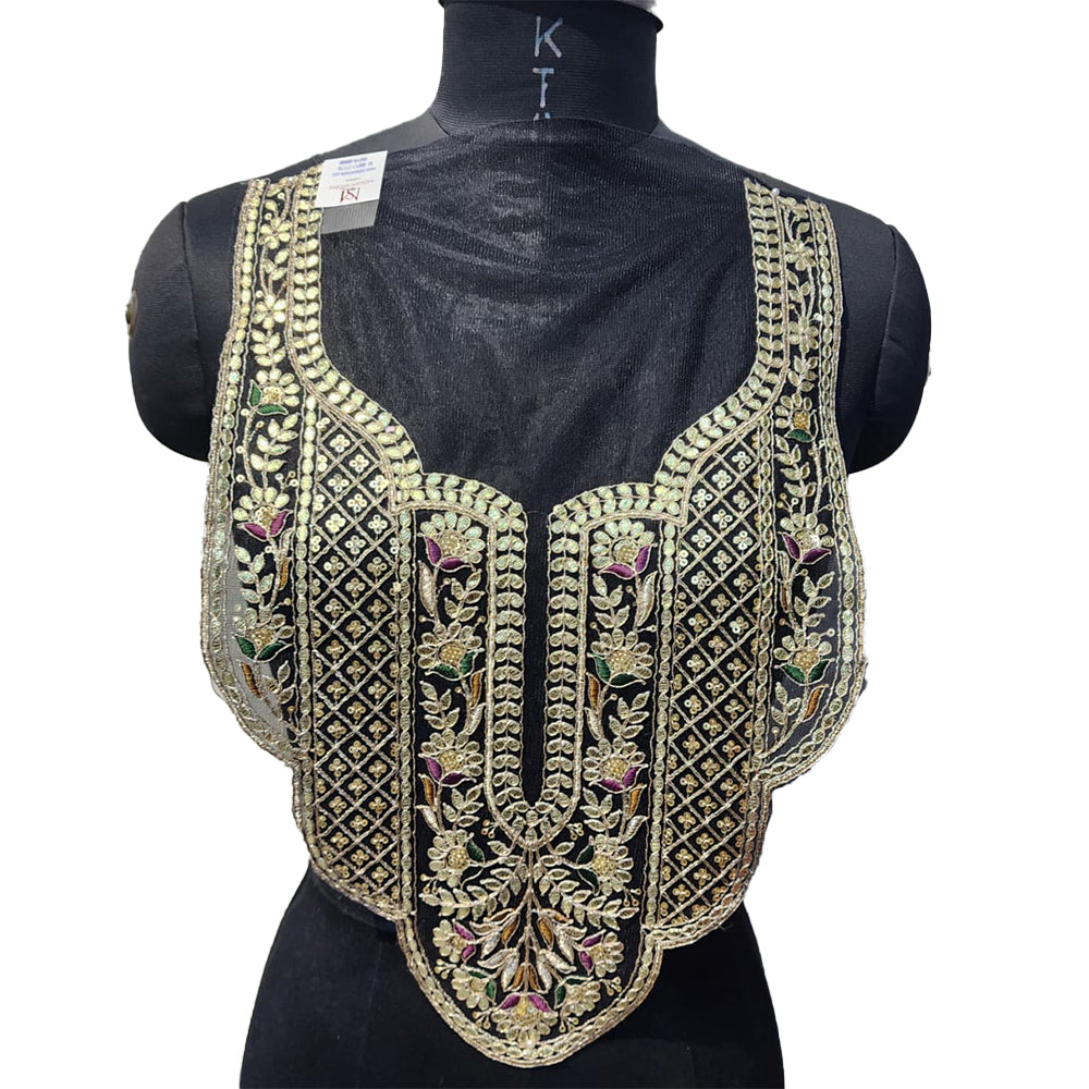 Sequins and Gota work Net Base Neckline Applique