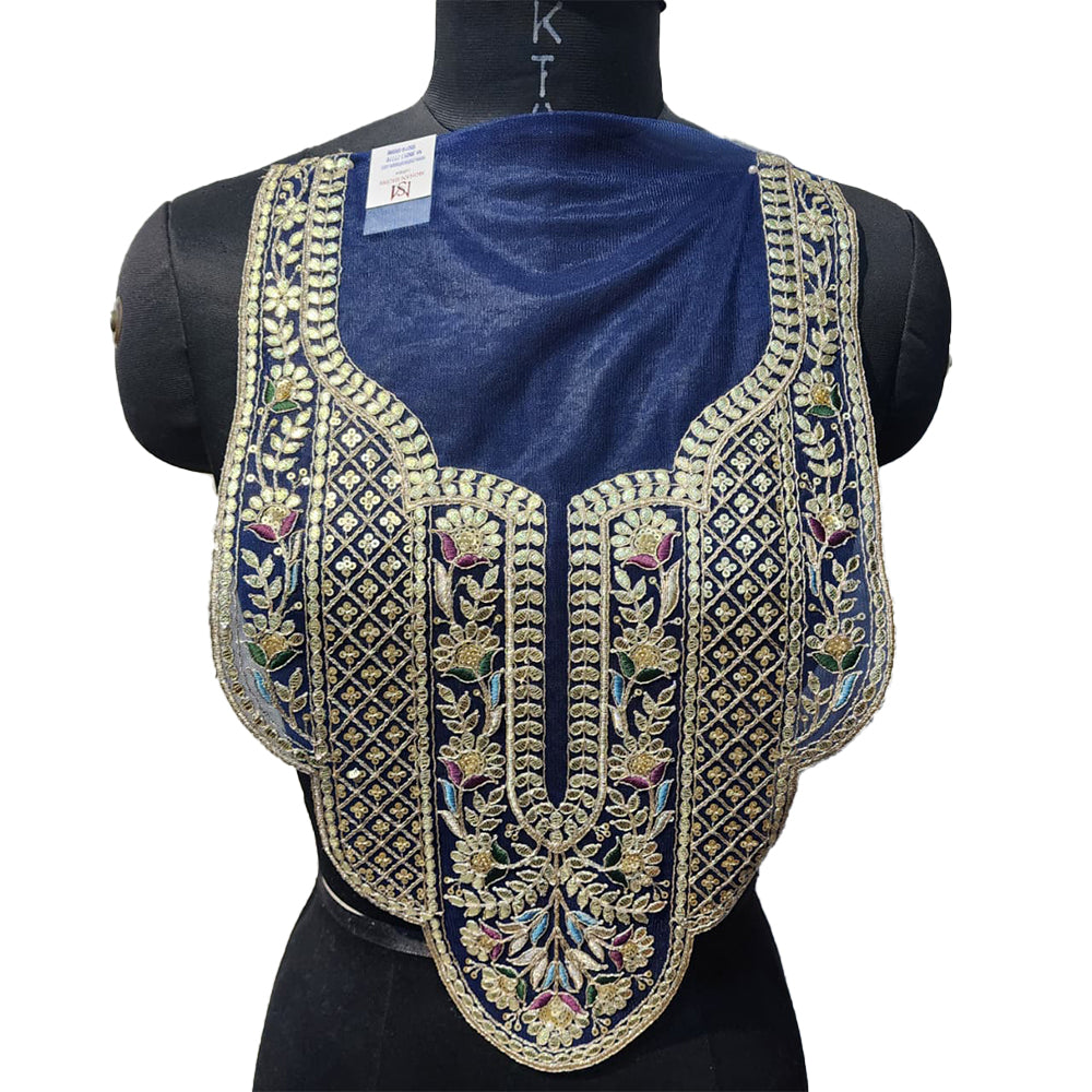 Sequins and Gota work Net Base Neckline Applique
