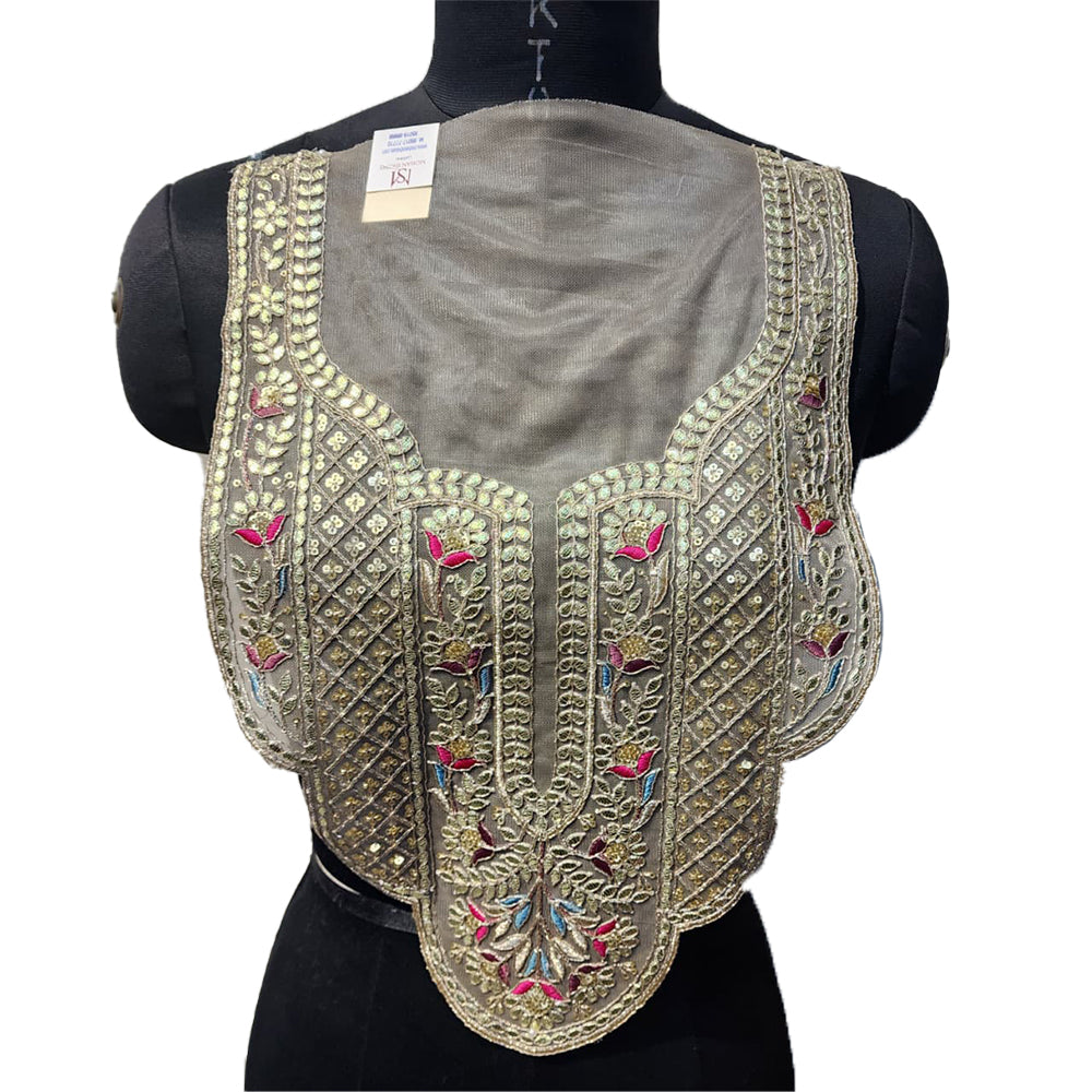 Sequins and Gota work Net Base Neckline Applique