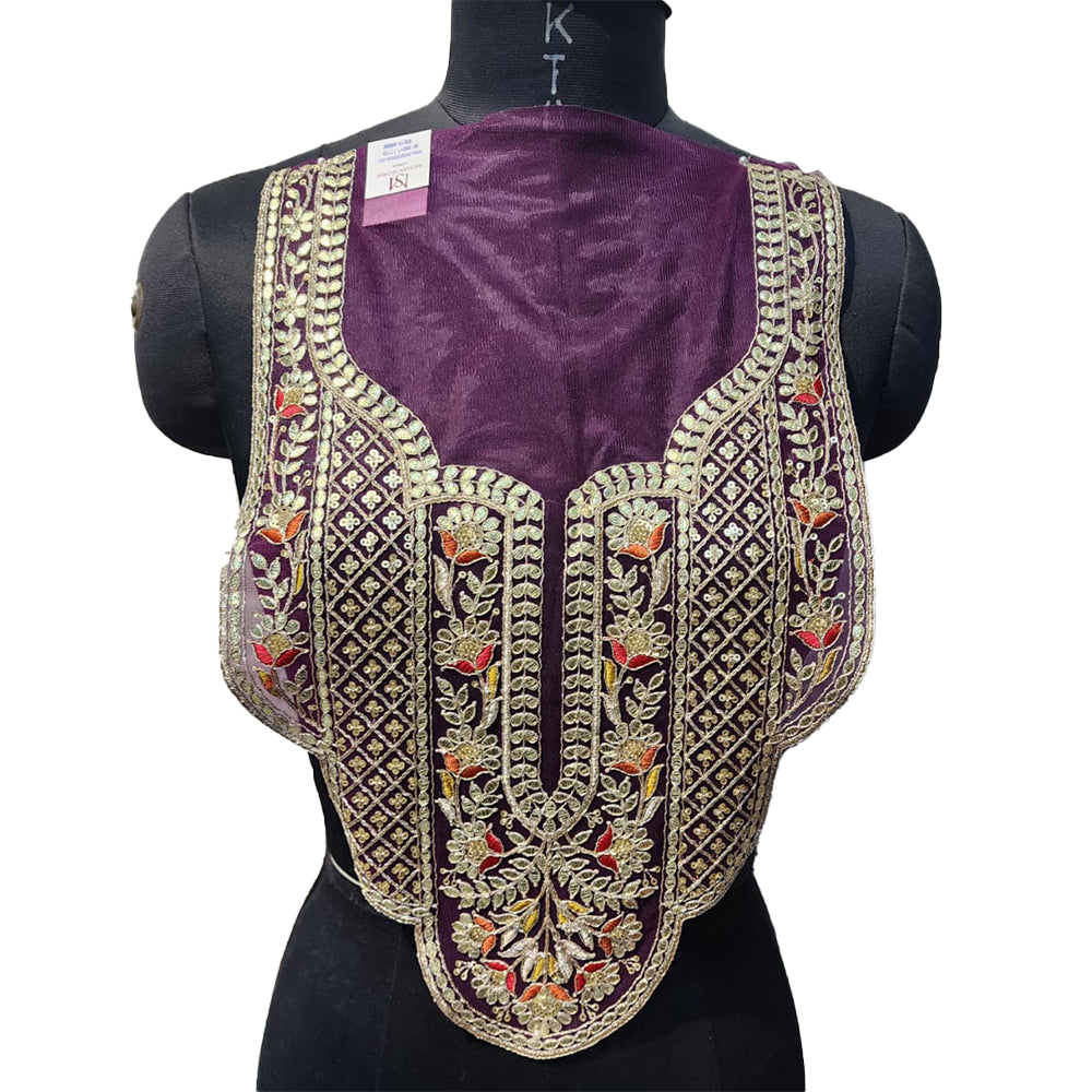 Sequins and Gota work Net Base Neckline Applique