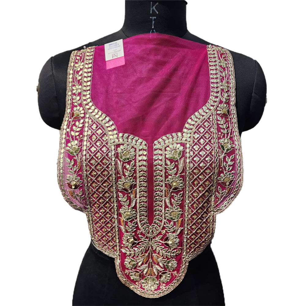 Sequins and Gota work Net Base Neckline Applique
