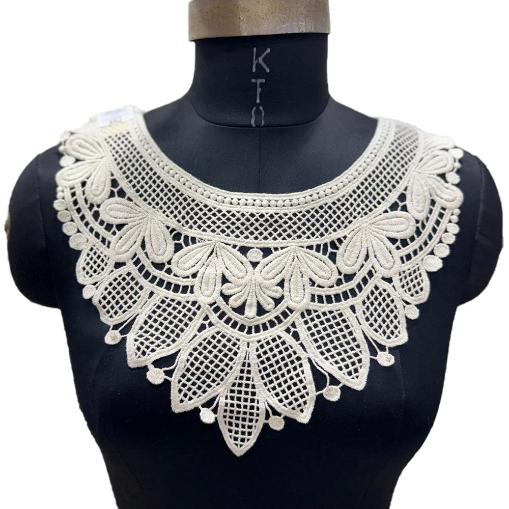 Off White Dyeable Neckline Patch Design-9