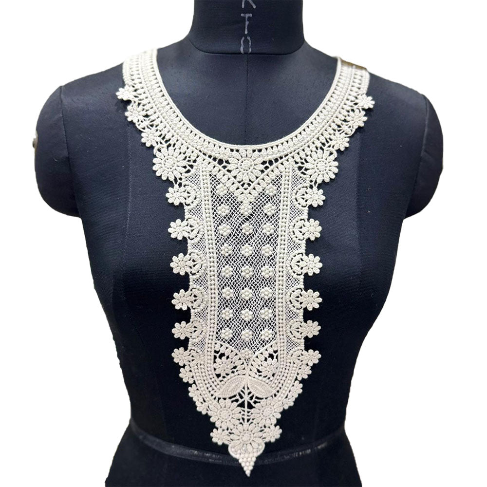 Off White Dyeable Neckline Patch Design-1