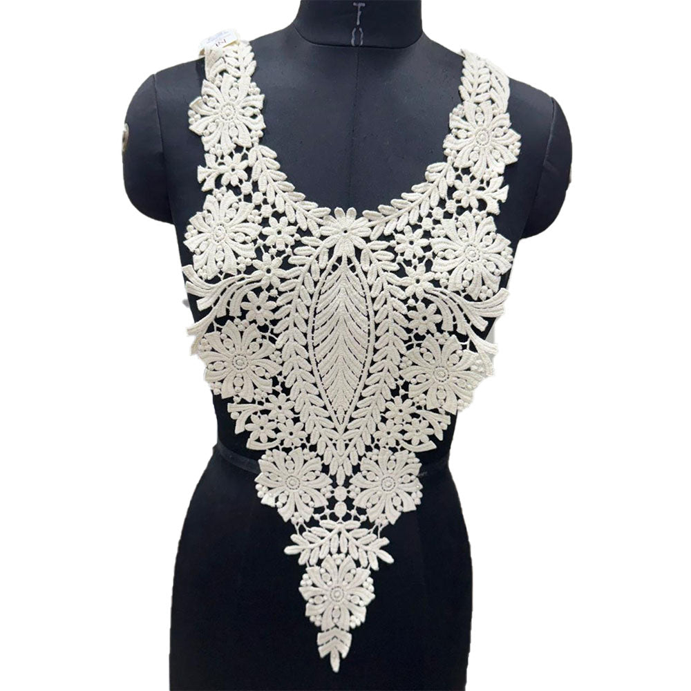 Off White Dyeable Neckline Patch Design-7