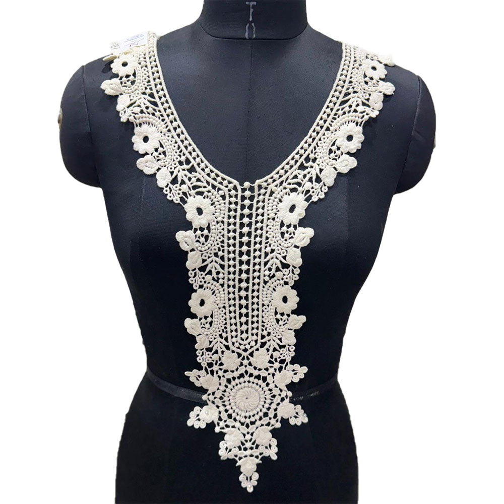 Off White Dyeable Neckline Patch Design-5